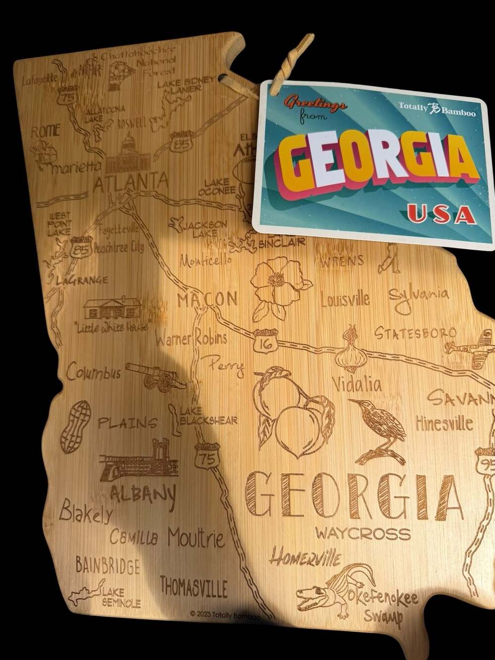 Totally Bamboo Georgia State Shaped Serving and Cutting Board